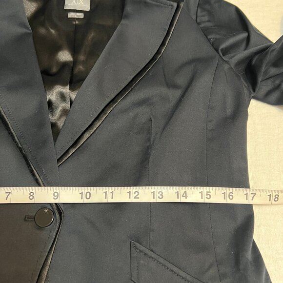 Armani Exchange Navy Satin Trim Blazer Jacket Women's Size L Fitted Single Butto - Picture 6 of 12